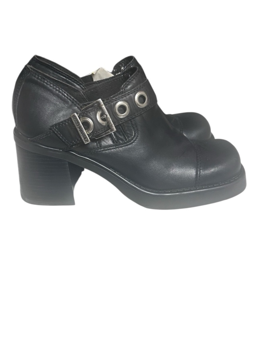Vintage Harley Davidson Chunky Booties Black Platform Moto Size 6.5 Y2K 90’s